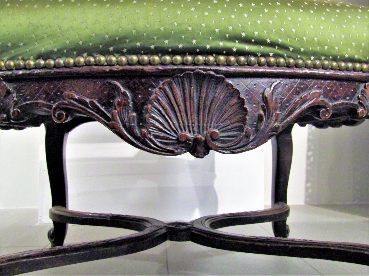 Important Louis XIV Armchair In Carved Walnut, End Of The 17th Century-photo-4