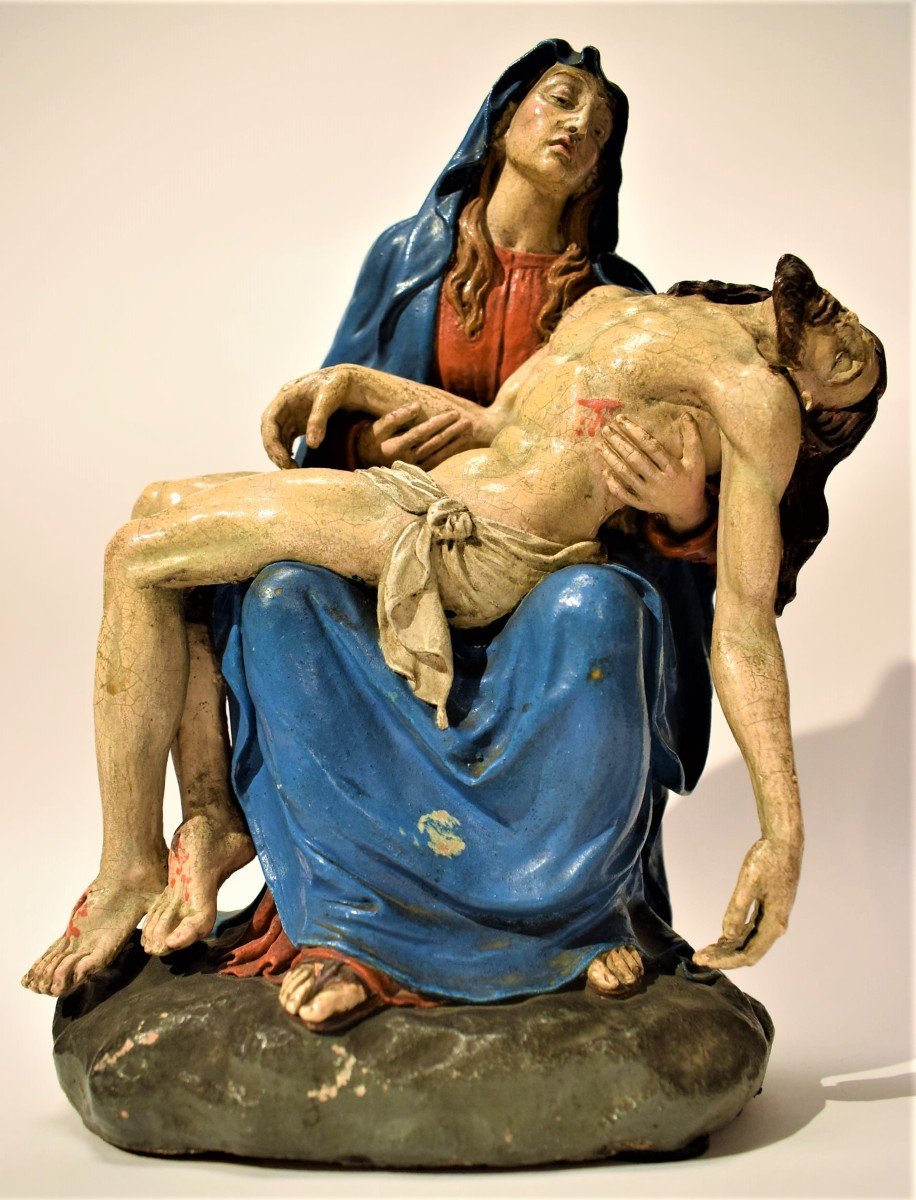 La Pietà - terre cuite  policrome - Boulogne, XVIIIème-photo-2