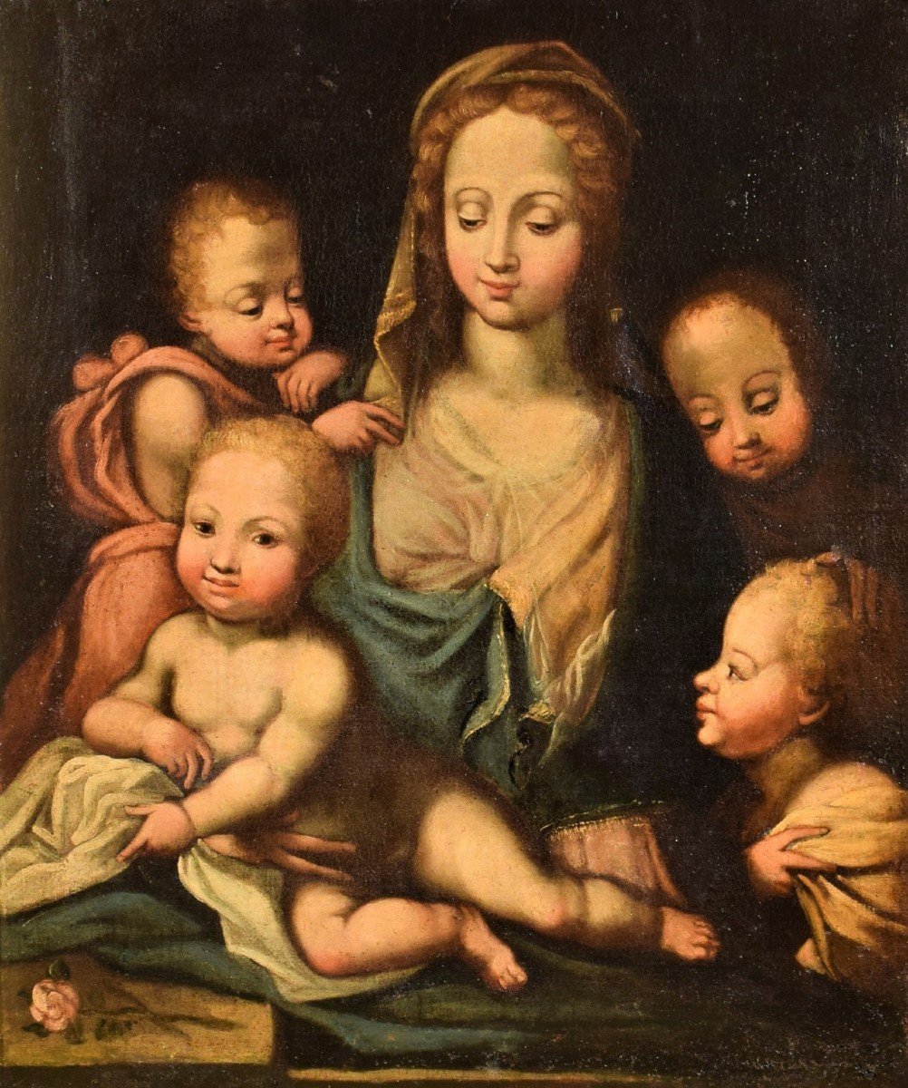 Vierge à l'Enfant Et Anges,  école Emilienne - XVIe Siècle-photo-2