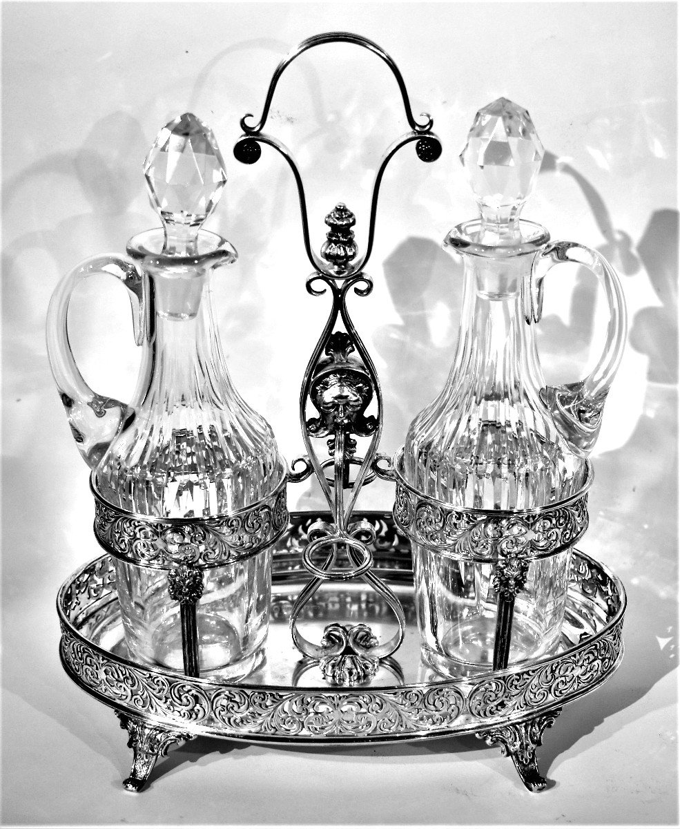 Oil Cruet Vinegar Silver 925 °°° Crystal Bottles-photo-2