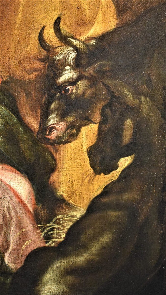 Nativity And Adoration Of The Shepherds, Flemish School Of The XVIIth Century-photo-2