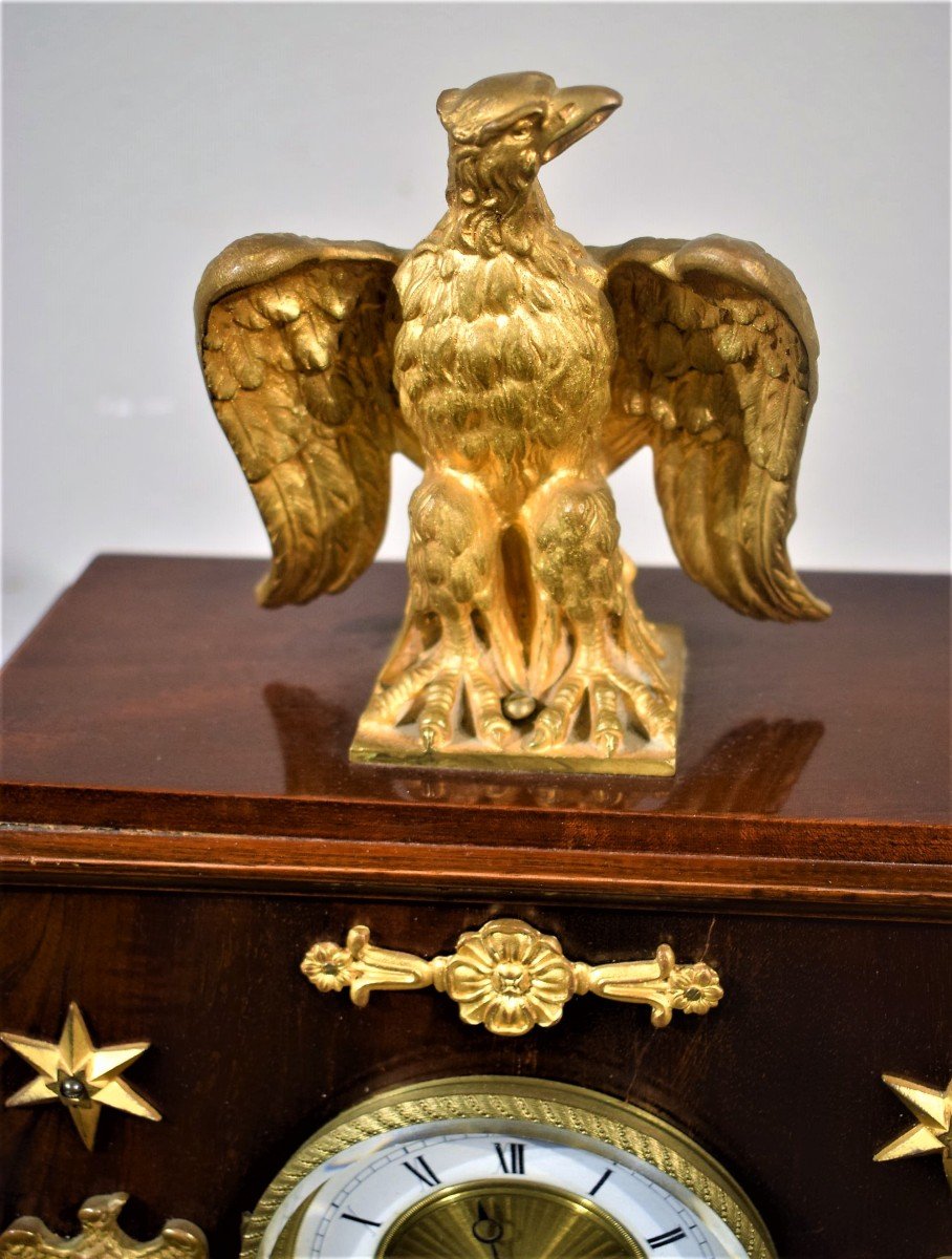 Portico Clock In Mahogany Decorated With Gilt Bronze - Return From Egypt-photo-2