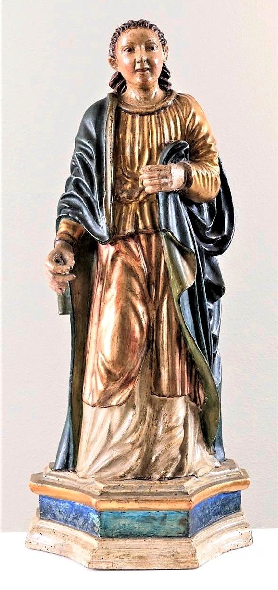 Sainte Martyr Sculpture En Bois Polychrome  Du XVIIème