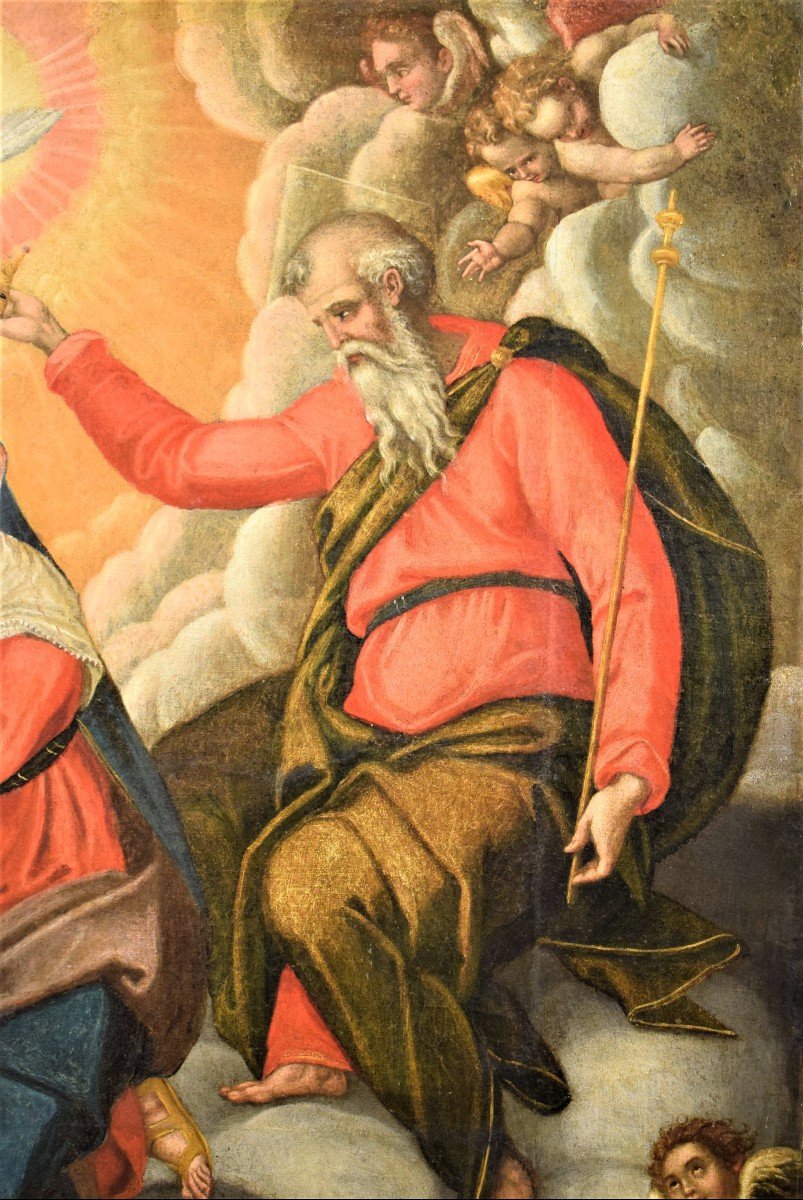 The Coronation Of The Virgin - Italian School Beginning Of The XVIIth Century-photo-3