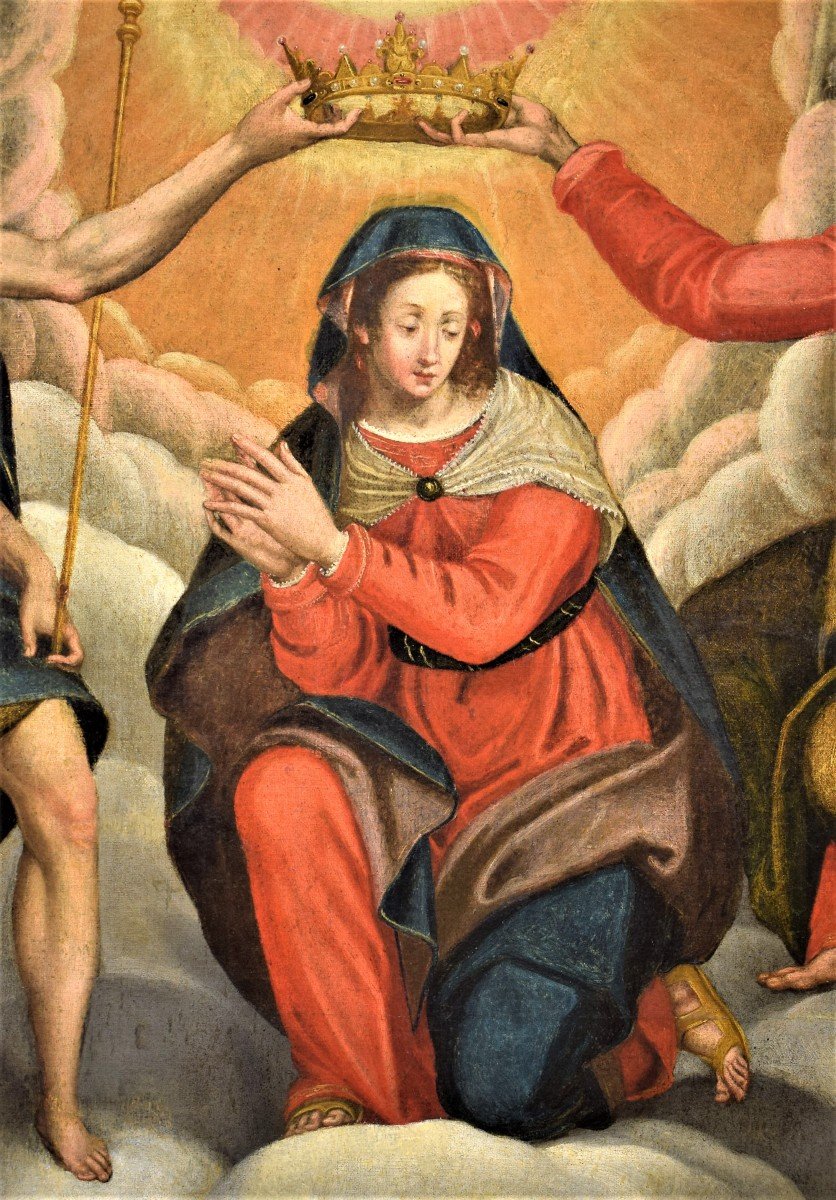 The Coronation Of The Virgin - Italian School Beginning Of The XVIIth Century-photo-4