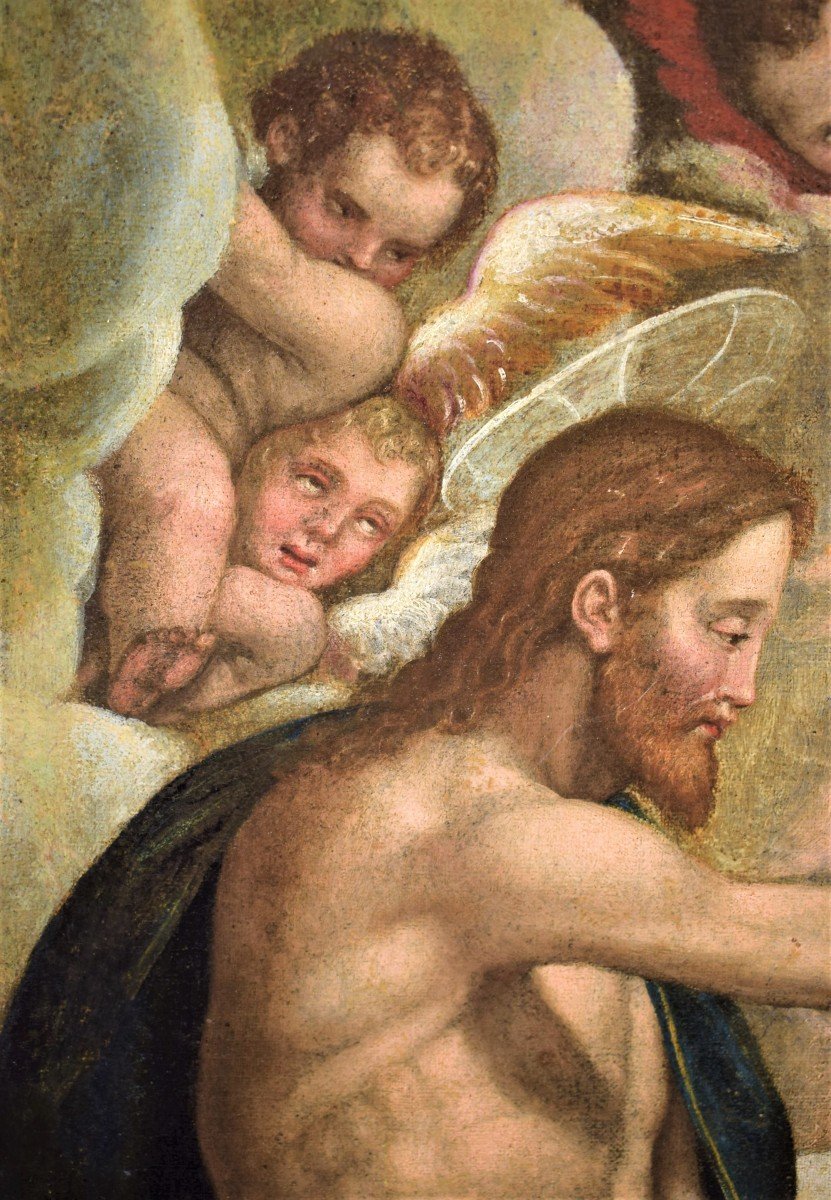 The Coronation Of The Virgin - Italian School Beginning Of The XVIIth Century-photo-3