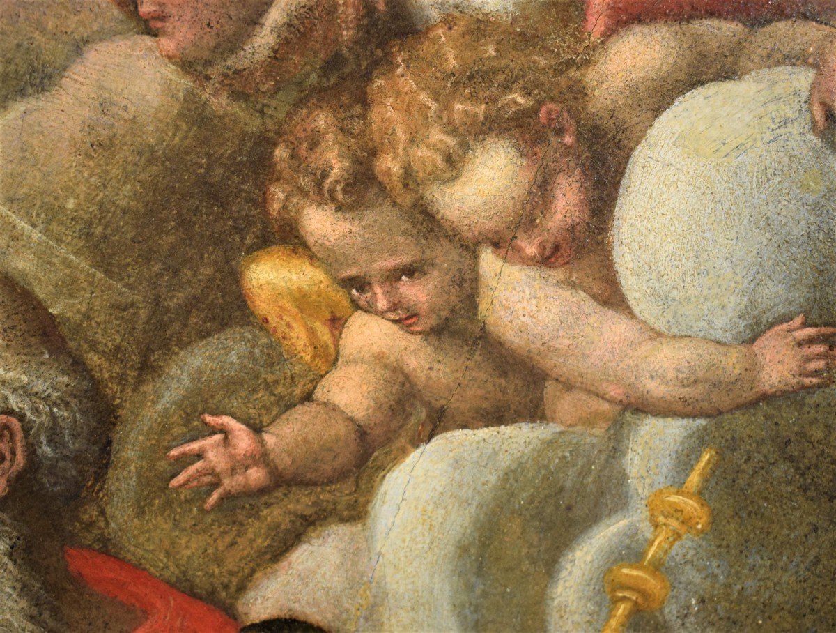 The Coronation Of The Virgin - Italian School Beginning Of The XVIIth Century-photo-5