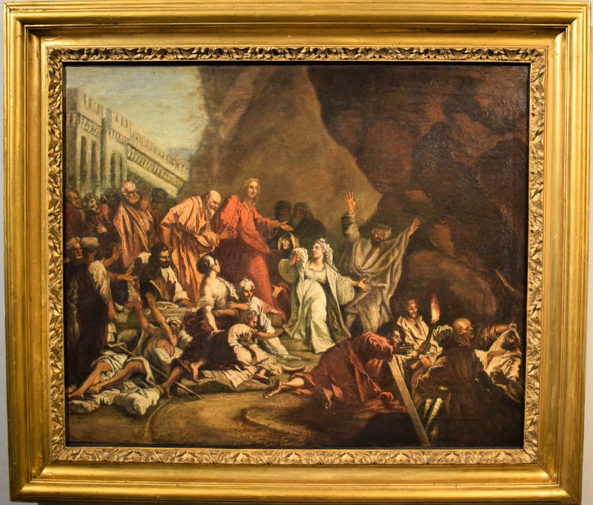 The Resurrection Of Lazarus Venetian School End Of The 17th Century-photo-2