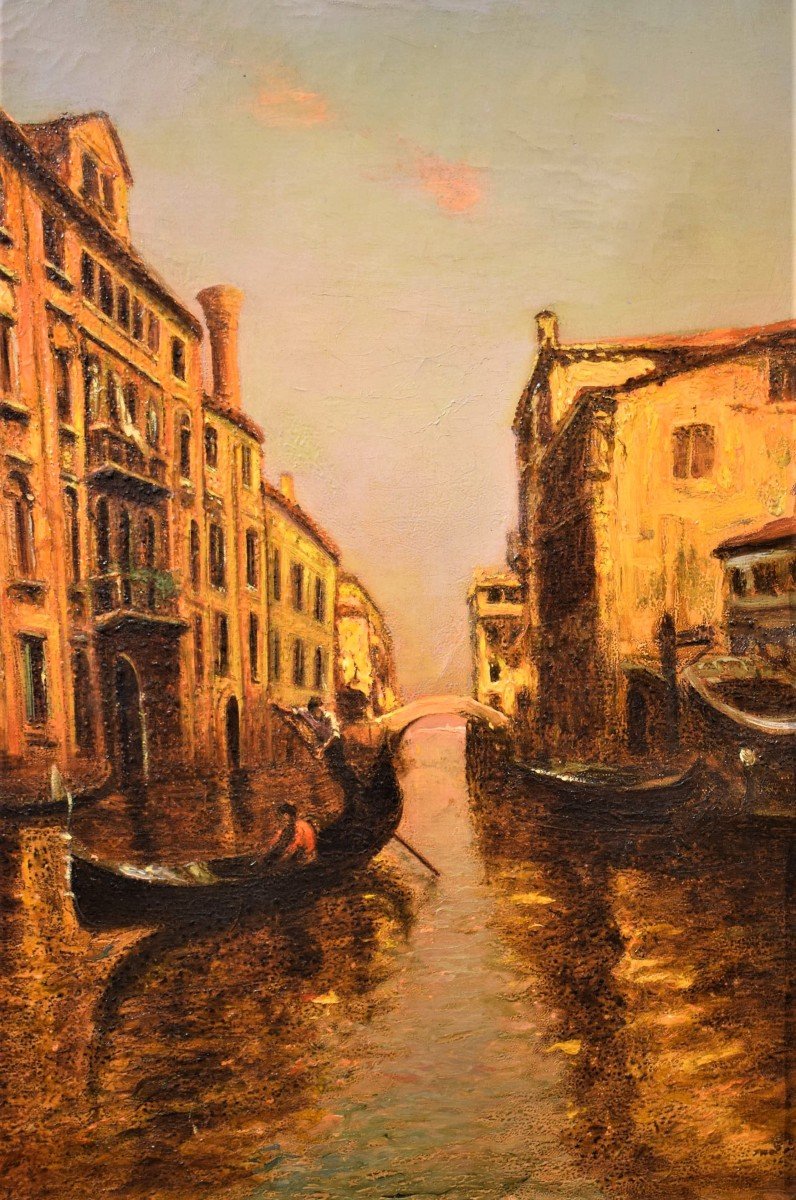 Venise, Jeu De Lumiére  Sur Le Canal - Albert Ferdinand Duprat  Debut XXème-photo-4