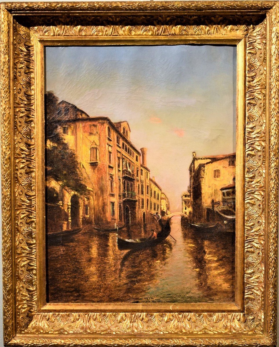 Venise, Jeu De Lumiére  Sur Le Canal - Albert Ferdinand Duprat  Debut XXème