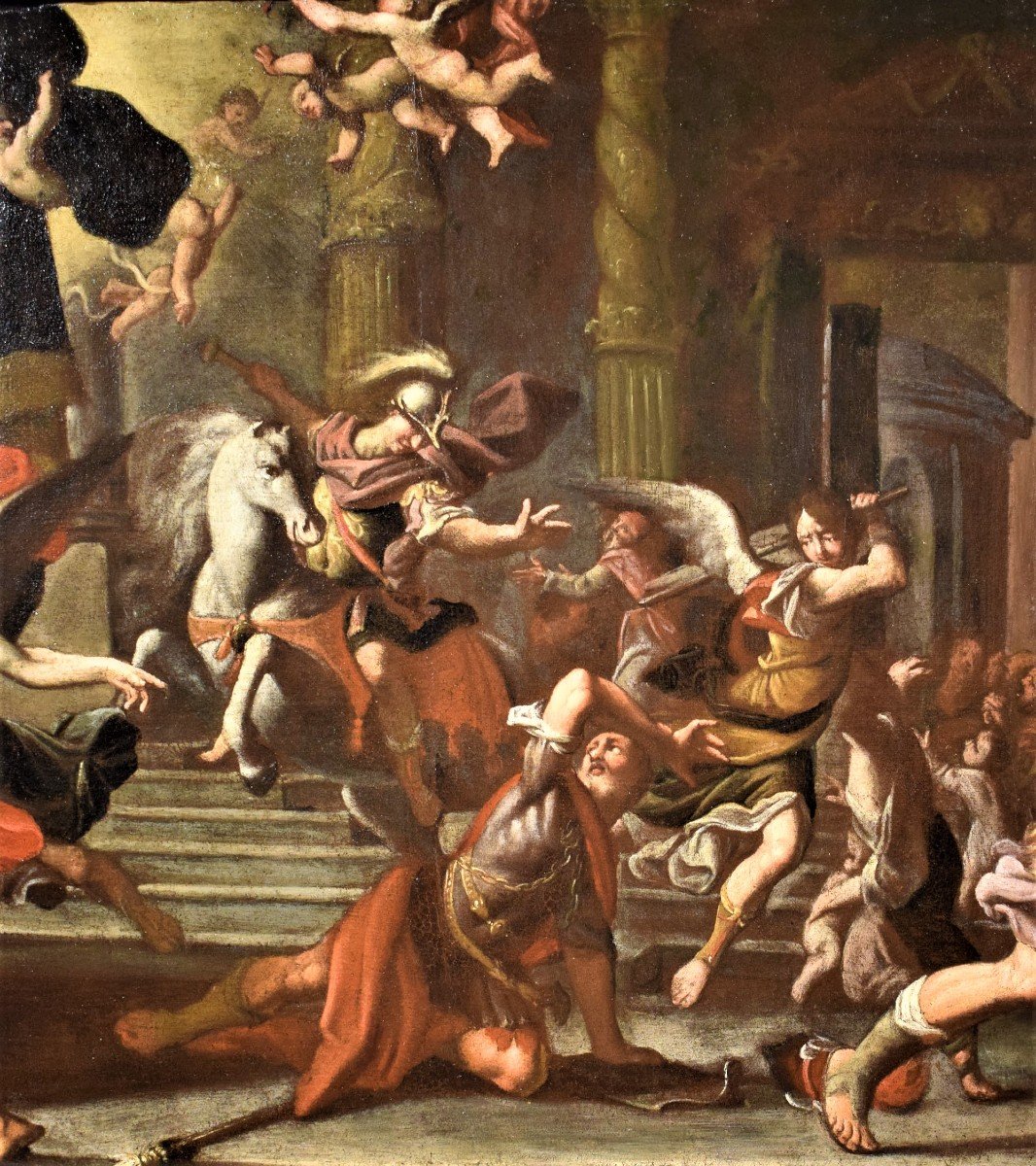 Heliodorus Expelled From The Temple - Orazio Talami (bologna 1624-1708)-photo-3