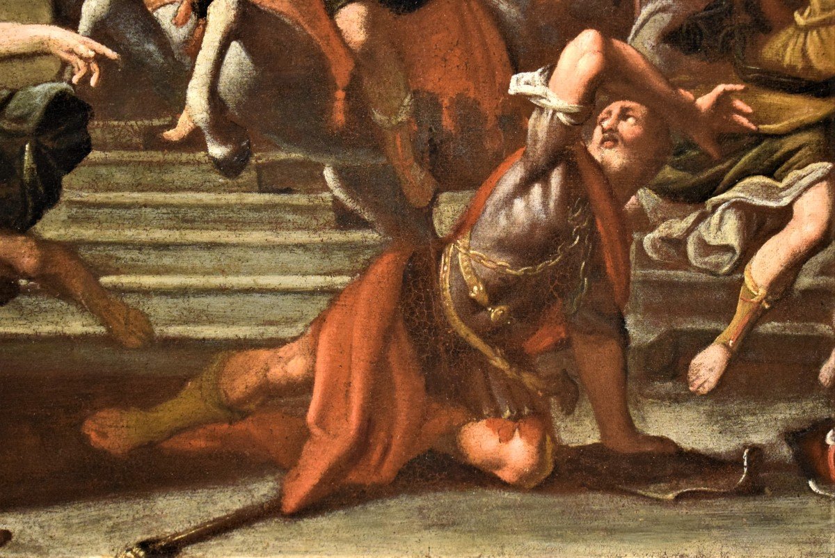 Heliodorus Expelled From The Temple - Orazio Talami (bologna 1624-1708)-photo-2
