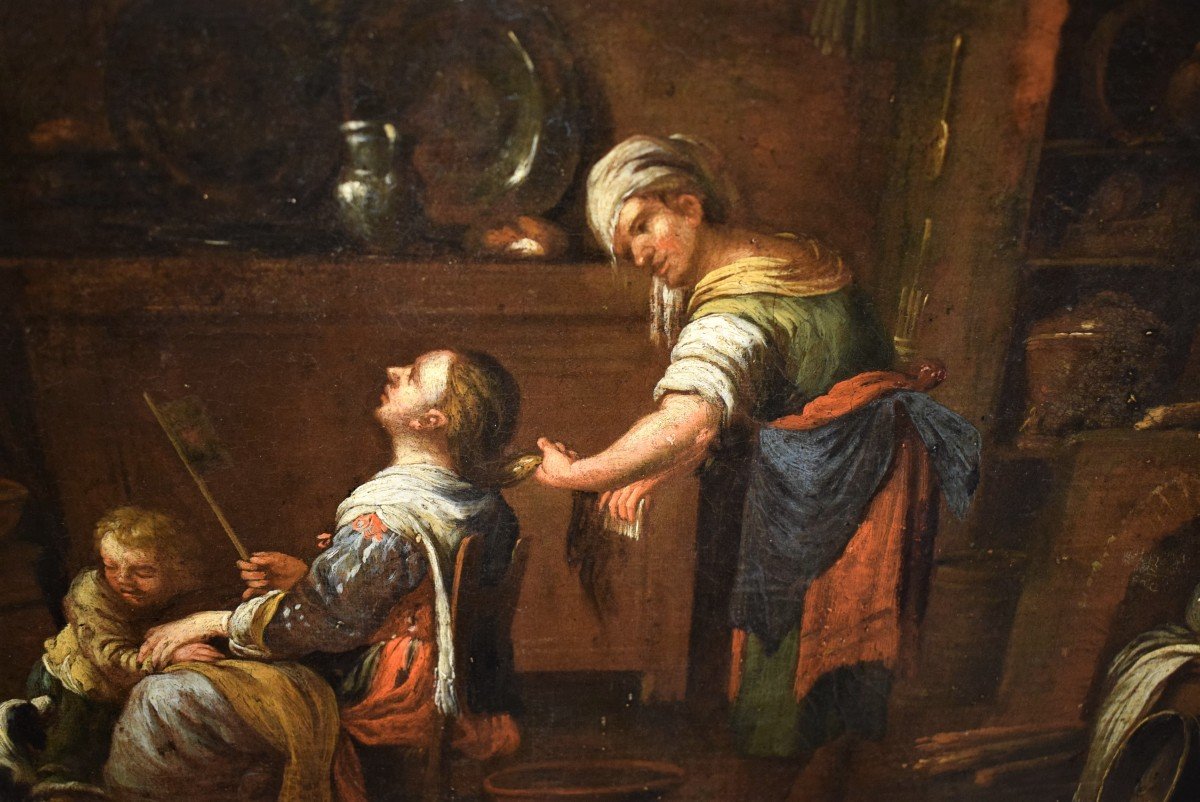 Interiéur avec scène de toilette - Atelier de David Teniers II -photo-2