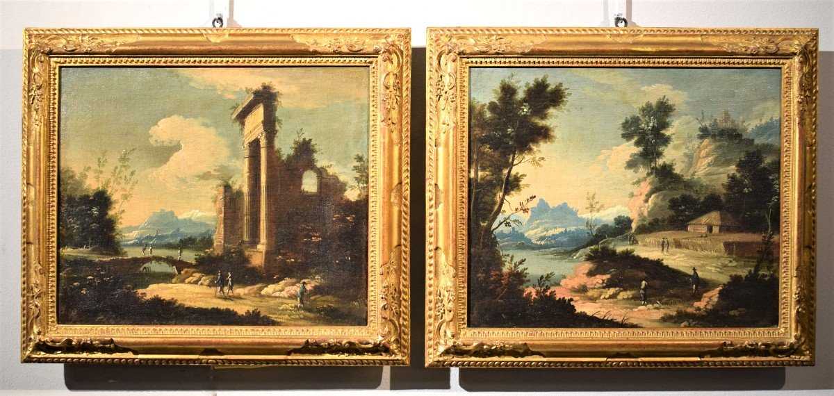 Pair Of Venetian Caprices - Giuseppe Zais (treviso 1709-1781)