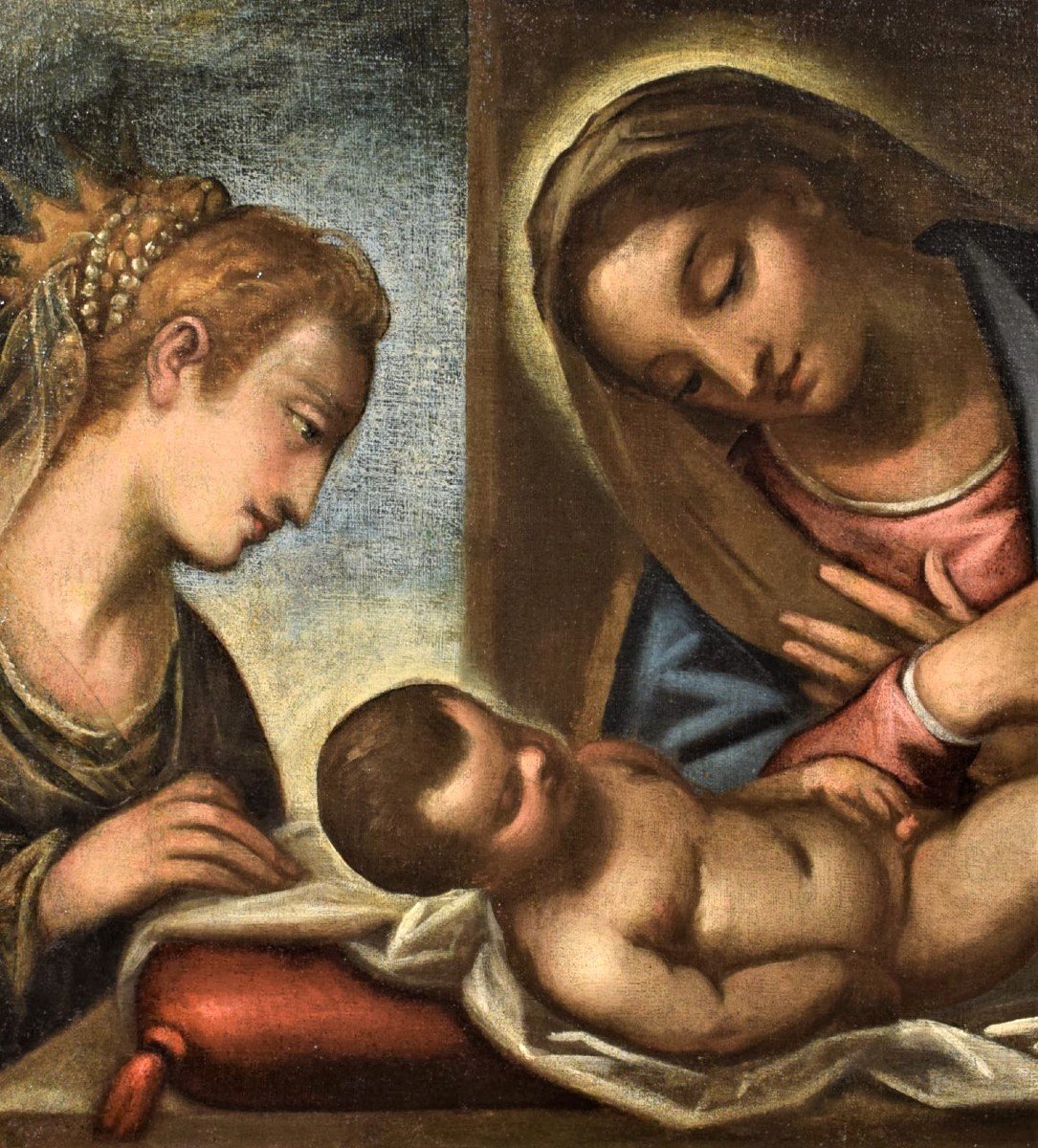 Holy Family With Saint Catherine - Atelier Luca Cambiaso, XVIth-photo-3