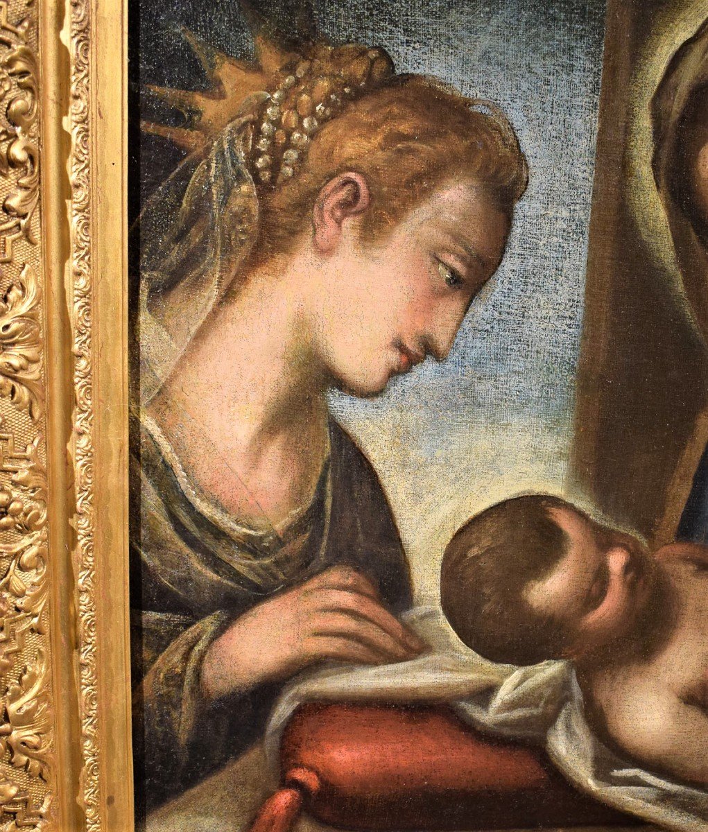 Holy Family With Saint Catherine - Atelier Luca Cambiaso, XVIth-photo-1