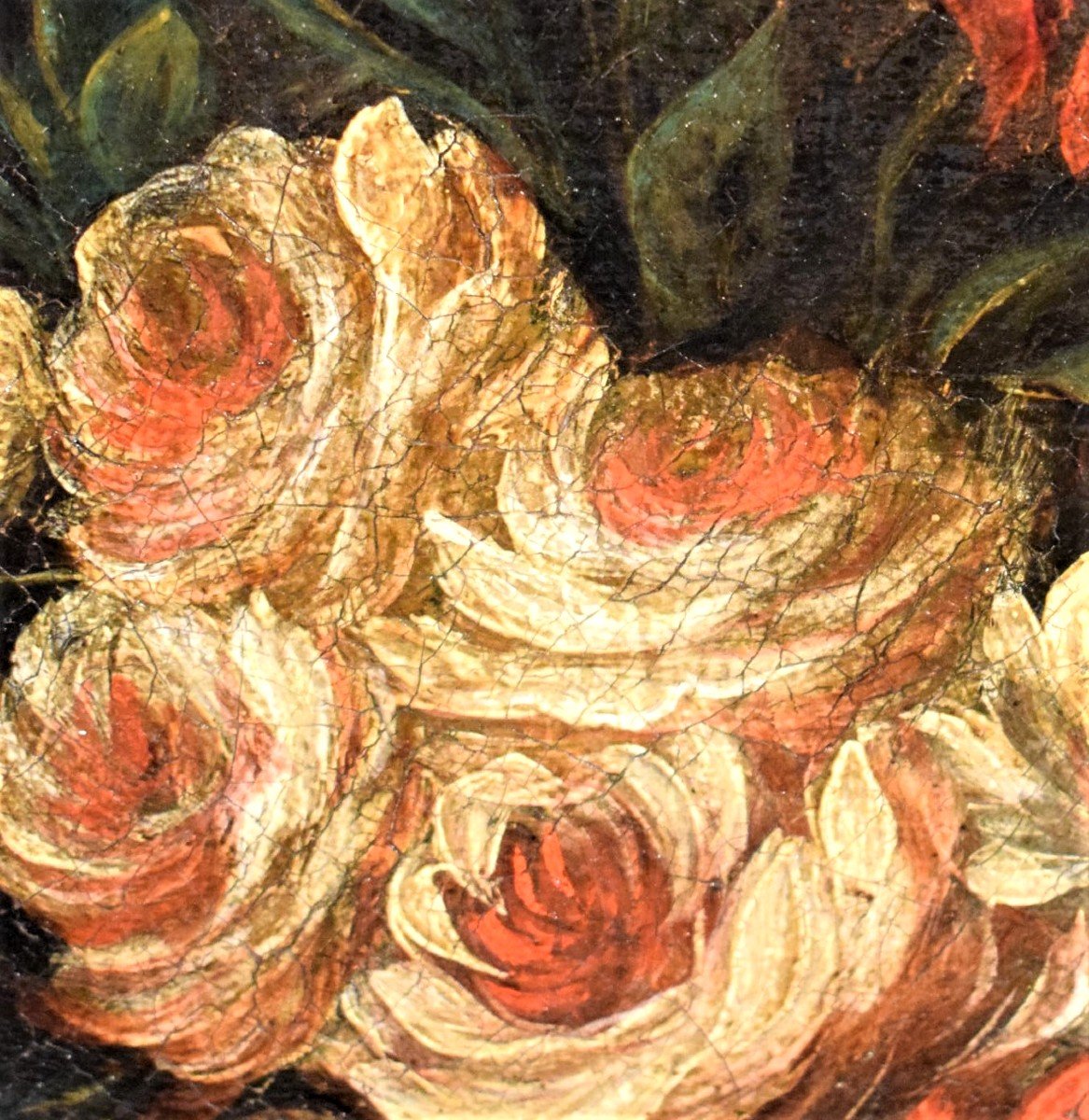 Paire de Natures Mortes de Fleurs avec Paysages  XVIIIème Vénitiennes-photo-3