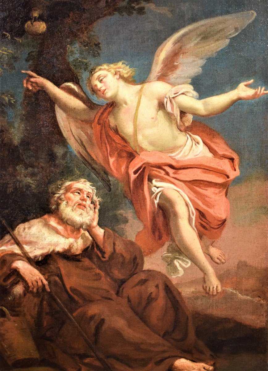 The Angel Of God Appears To The Prophet Elijah - Italian School Of The 17th Century-photo-2