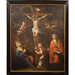 The Crucifixion - Large Flemish Canvas - First Of The 16th Century