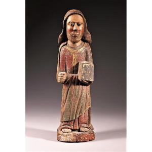 Saint Jean l'évangéliste Sculpture médiévale en bois,  Espagne IIIe siècle