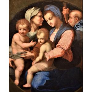 Holy Family, Elizabeth And Saint John The Child - Circle Of Andrea Del Sarto, Florence 16th 