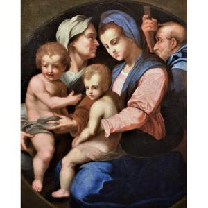 Sainte Famille, Elisabeth et Saint Jean l' Enfant - atelier Andrea del Sarto, Florence XVIème
