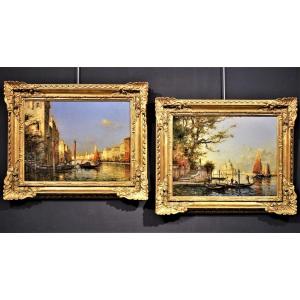 Pair Of Venetian Views  - Antoine Bouvard (1870 -1956) Signed Marc Aldine