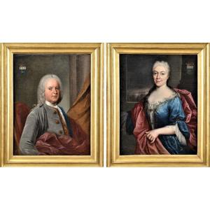 Pair Of Portraits Depicting French Nobles  Nicolas De Largillière (paris 1656-1746) Workshop