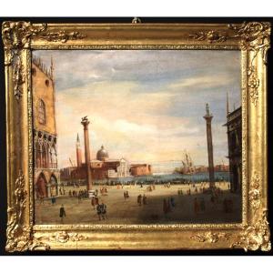 Venise, la place et le bassin Saint-Marc - Maître vénitien du 19ème