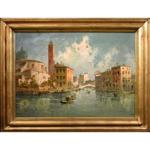 Venise, Le Grand Canal à Cannaregio - Giuseppe Riva (ivrée 1834-1916)