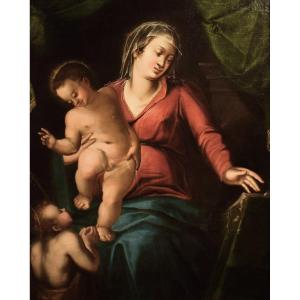 Madonna With Child And St. John The Baptist - Venetian Master Of 17 Th Century