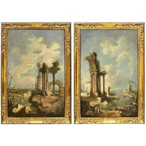Capricci avec des ruines architecturales - Francesco Guardi (Venise 1712-1793)