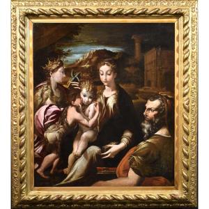Madonna And Child, St. John The Baptist, St. Catherine And St. Zacharias  - Late 16th Century