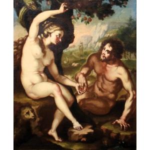 Adam et Ève  - Maître flamand  - XVIIe siècle