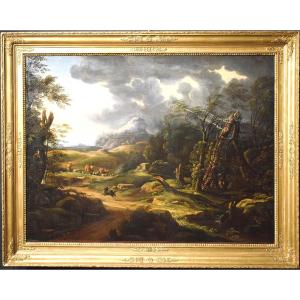 Paysage avec berger et troupeaux - Antonio Tavella (Milan 1668 - Gênes 1738)