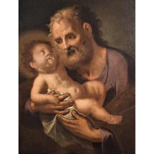 St. Joseph With The Child - Francesco De Mura (naples 1696-1782)