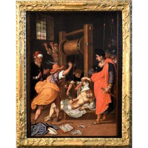 Le Martyre de Saint Érasme -  Maître flamand -  Fin du XVIIe siècle