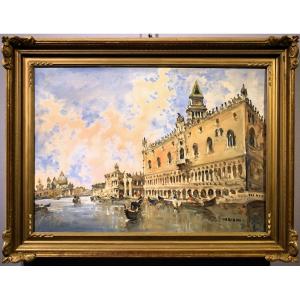 Venise, Bassin de Saint-Marc  - pseudonyme du  Giovanni Riva (Turin 1890 - 1973)