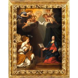 « L' Annonciation »  Atelier de Francesco Albani (Bologne, 1578-1660)