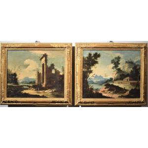 Paire de paysages vénitiens - Pietro Antonio Domenichini (1699-1743)