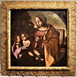 Vierge à l'Enfant et le petit St. Jean Baptiste - école Flamand du XVIème 