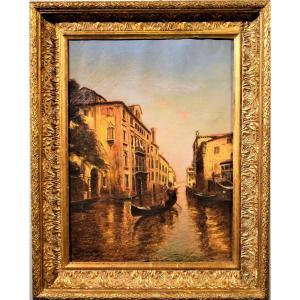 Venise, Jeu De Lumiére  Sur Le Canal - Albert Ferdinand Duprat  Debut XXème