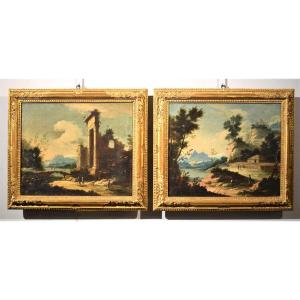 Pair Of Venetian Caprices - Giuseppe Zais (treviso 1709-1781)