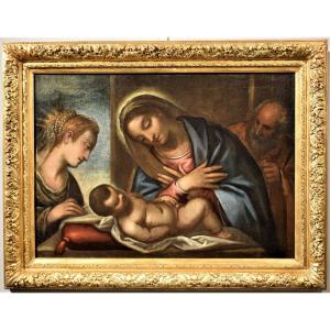 Sainte Famille  Avec Sainte Catherine - Atelier Luca Cambiaso,  XVIème