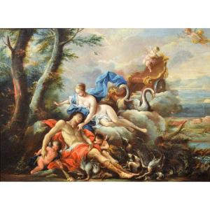 Pair Of Mythological Scenes  2) Diana And Endymion