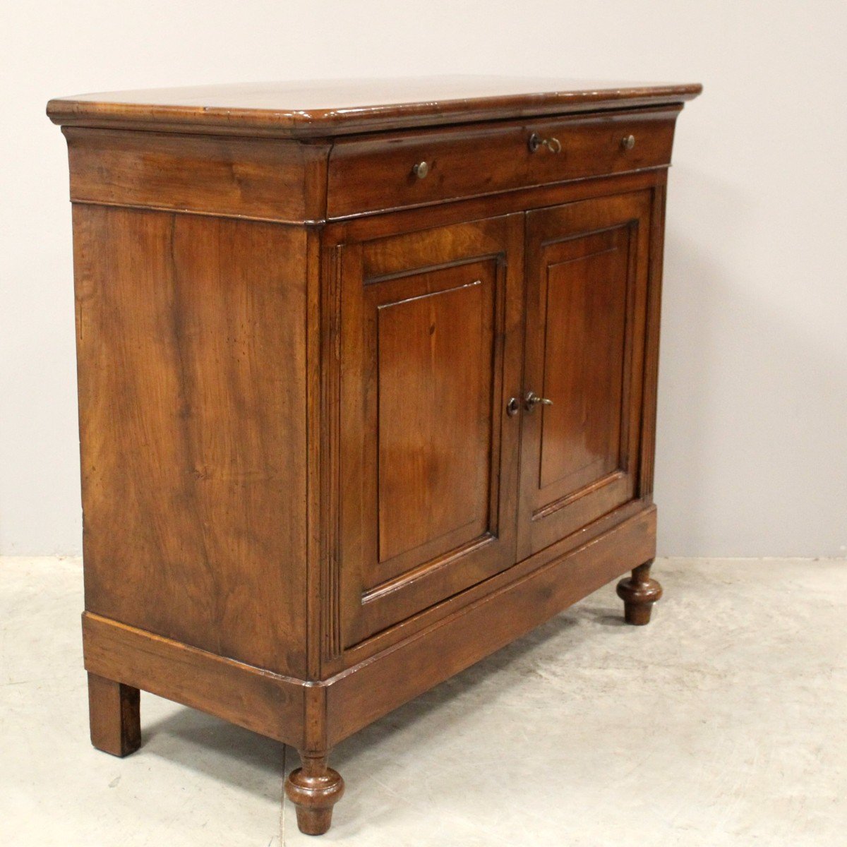 Antique Louis Philippe Sideboard Dresser Cabinet Cupboard Buffet In Walnut - Italy 19th-photo-3