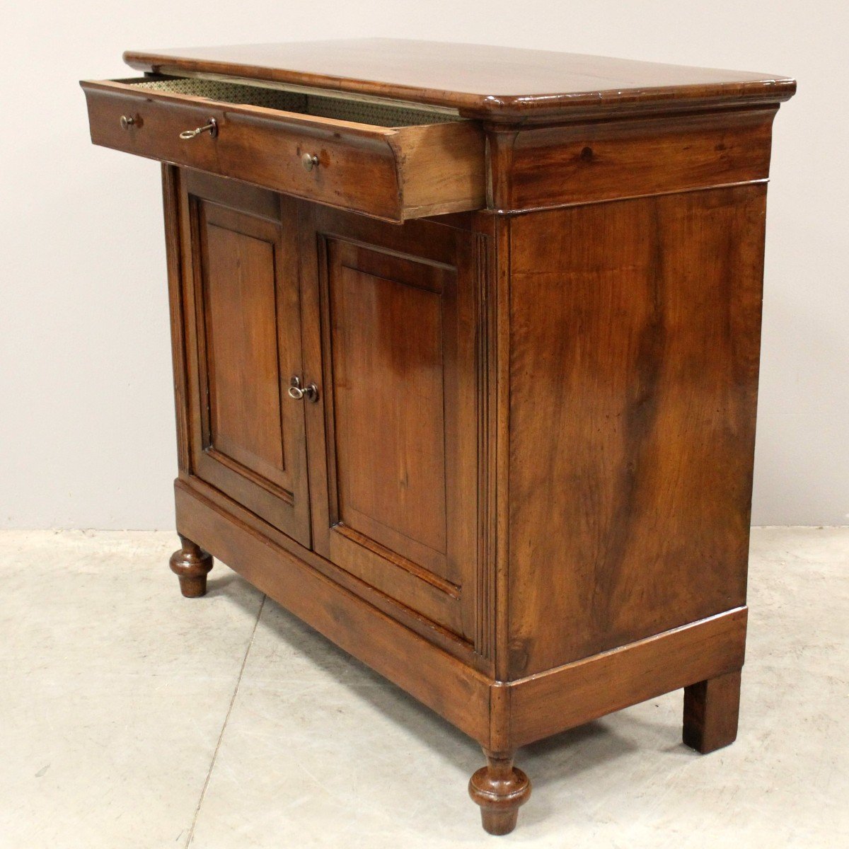 Antique Louis Philippe Sideboard Dresser Cabinet Cupboard Buffet In Walnut - Italy 19th-photo-2