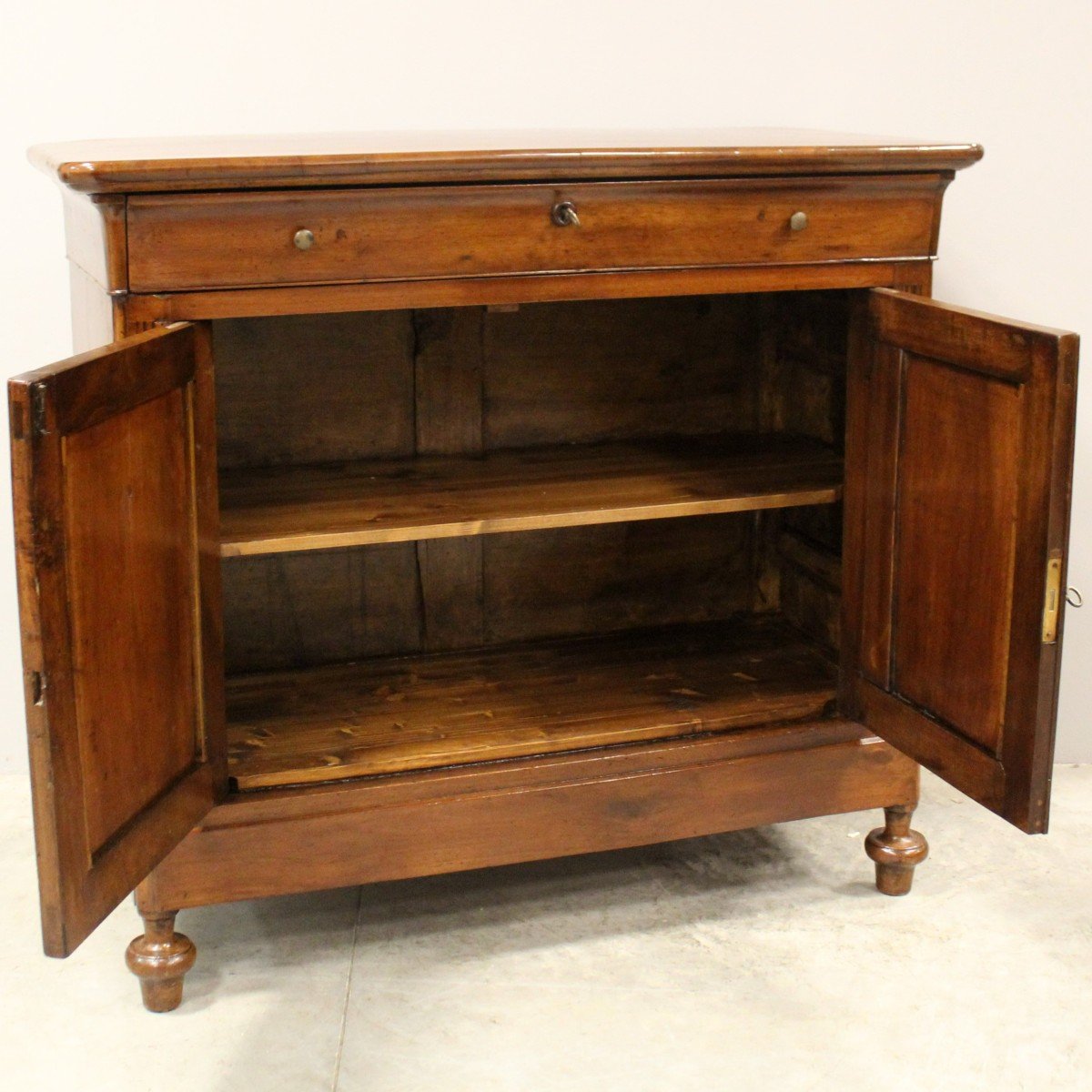 Antique Louis Philippe Sideboard Dresser Cabinet Cupboard Buffet In Walnut - Italy 19th-photo-7