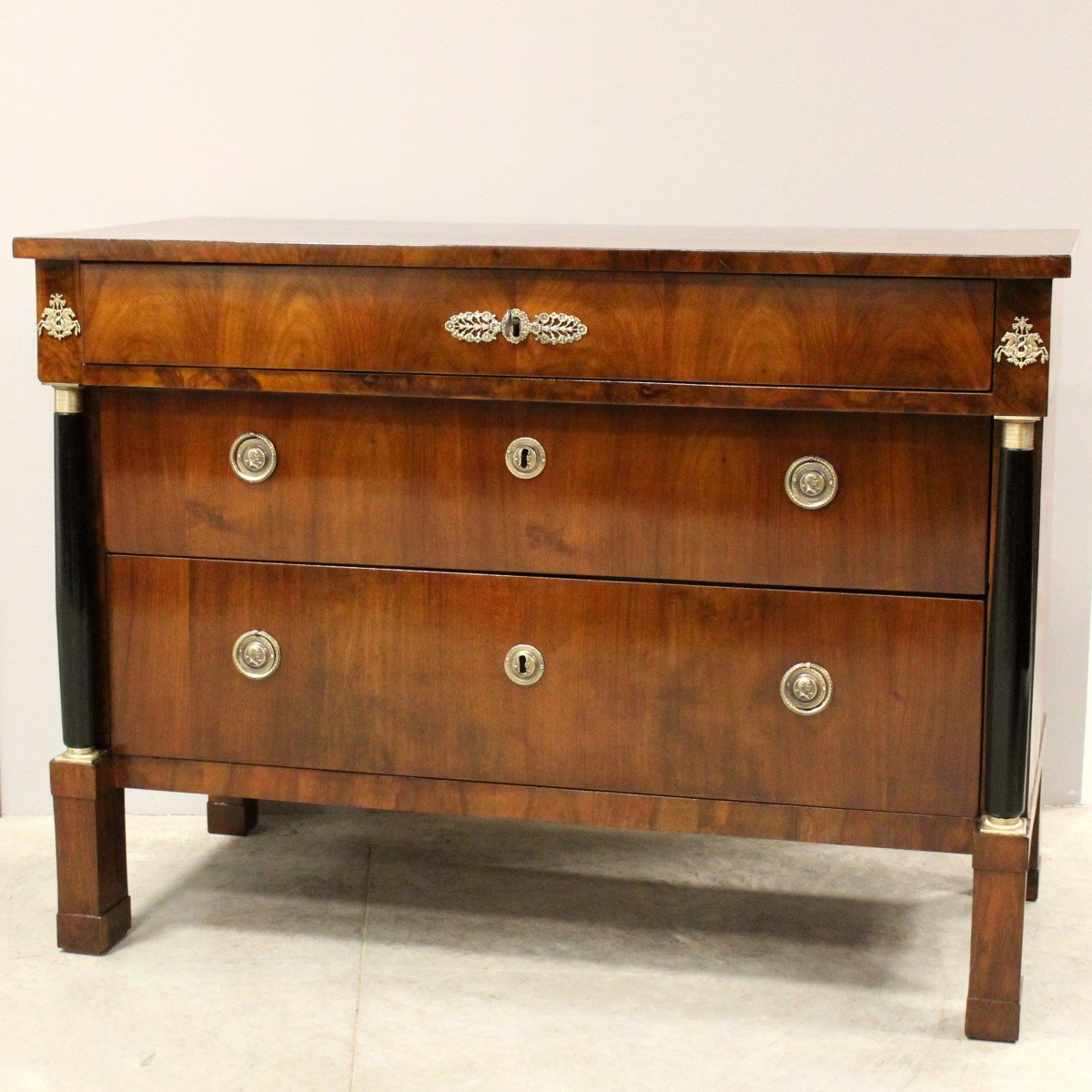 Antique Empire Chest Of Drawers In Walnut - Italy 19th-photo-2