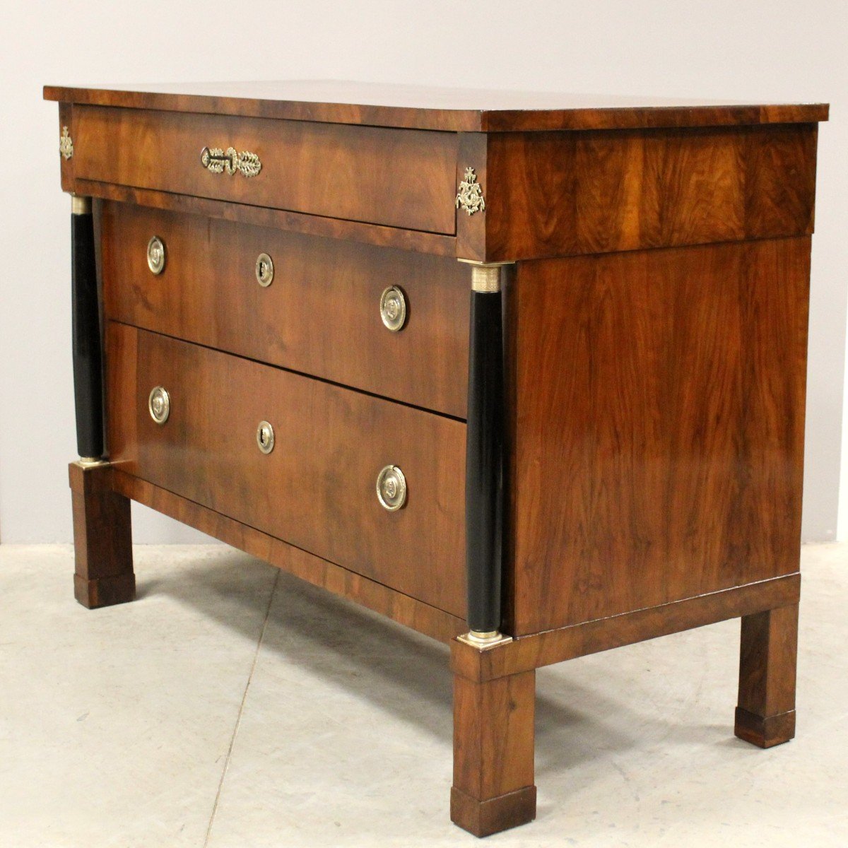 Antique Empire Chest Of Drawers In Walnut - Italy 19th-photo-3